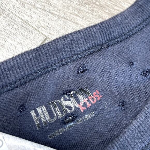 HUDSON KIDS Black Grey Sheldon Cold Shoulder Distressed Sweatshirt Girls Size XL - Picture 2 of 8